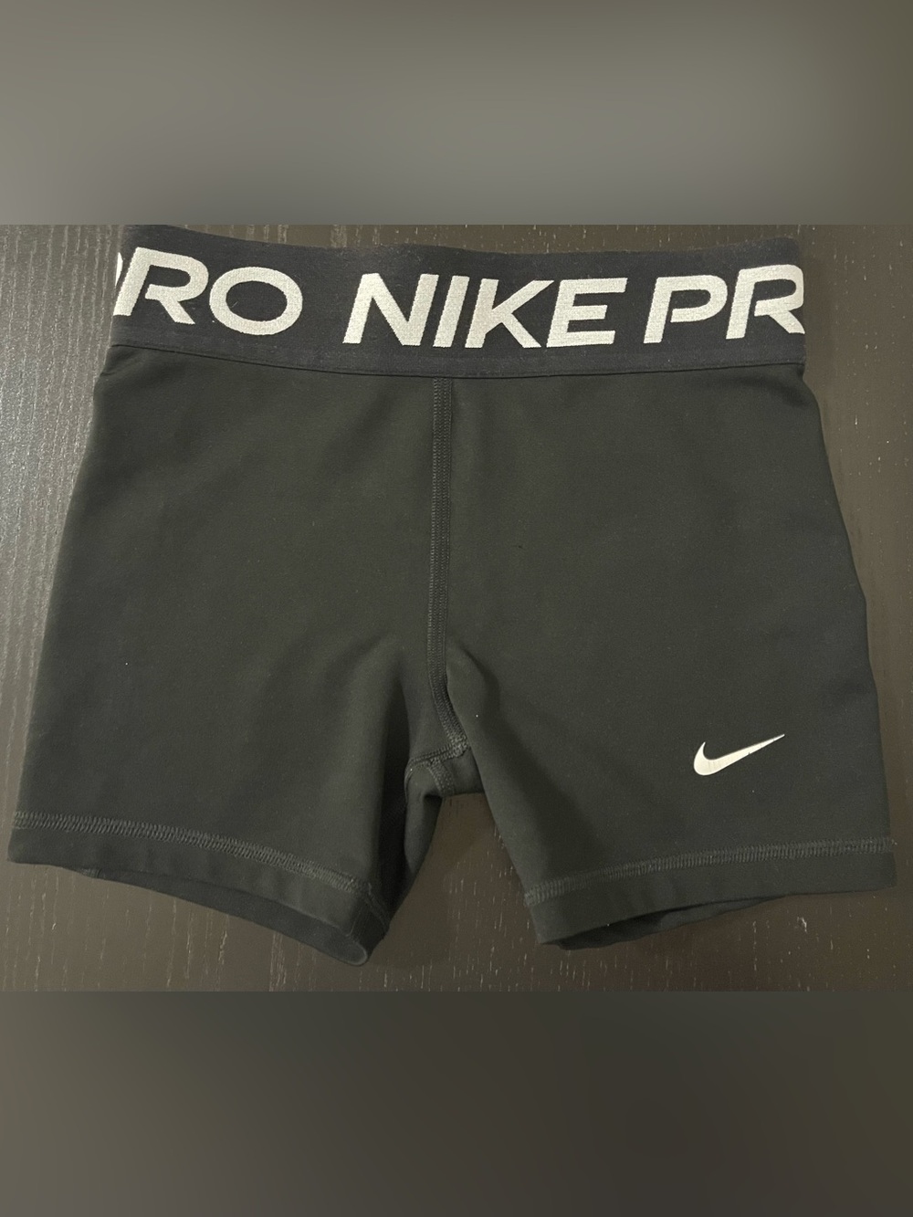 Nike Pro Girls Black Swim Compression Shorts with White Logo
